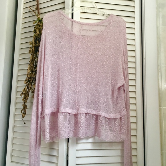 Oversized/Draping Loose Knit Sheer Lilac Sweater - Picture 3 of 8